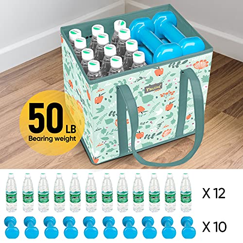 BALEINE 3Pk Reusable Grocery Bags, Foldable Shopping Bags for Groceries with Reinforced Bottom & Handles (Spring Stroll) - color: Spring Stroll, size: 3 Pack