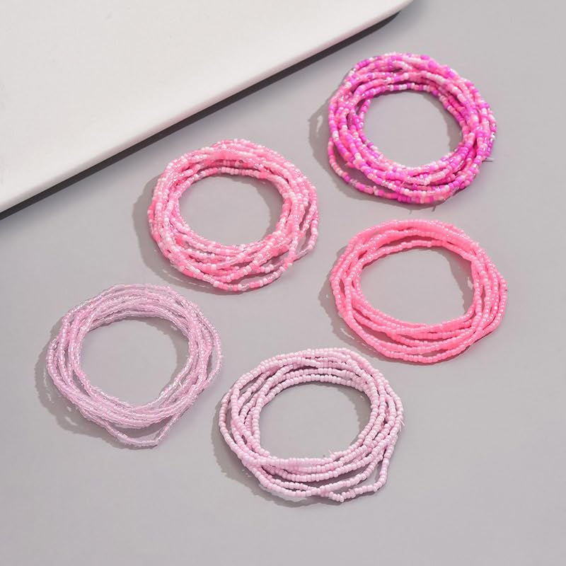 Caiyao 36Pcs Colorful Elastic Seed Beaded Bracelets Set Bohemia Multilayer Rainbow Beaded Stretch Bracelet Anklet Adjustable Glass Beads Wristbands for Women Summer Beach Boho Vaction Jewelry - style: StyleF