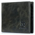 BULLCAPTAIN RFID Wallets for Men,Genuine Leather Wallet QB-05（Forest Green | Slim,Bifold,Front Pocket Wallet, 2 ID Windows,11 Card Slots,RFID Blocking TechnologyGift Choice - color: Forest Green