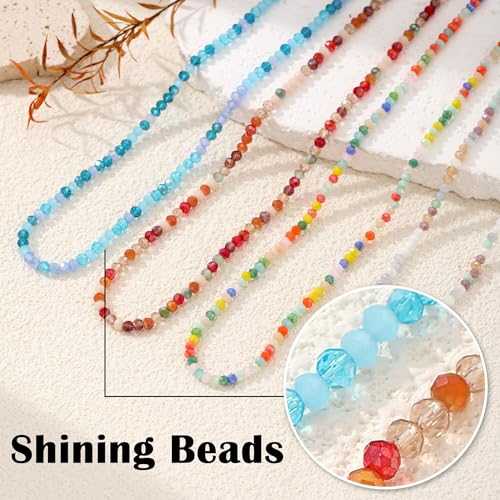 JSJOY Tiny Crystal Beaded Choker Necklaces for Women Colorful Beaded Necklace Dainty Choker Necklaces Simple Boho Jewelry Gifts for Teens Handmade Shining Bead Necklaces Gifts - color: Red