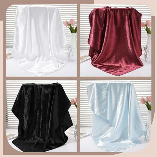 JATEBI 27''/35'' Women Large Satin Scarf Silk Feel Square Wraps Big Hair Bandanas Vintage Print Solid Color Bandana Scarves - color: Black, Burgundy, Camel, White, Off-white, Light Blue Solid, size: 35'' Large