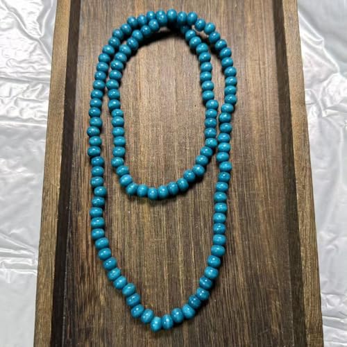 Punk Cool Colorful 8mm Wood Beads Chunky Strand Chunky Necklace Natural Wooden Chain Unisex Hip Hop Handmade African Statement Retro Bohemian Jewelry for Women Men - color: sky blue