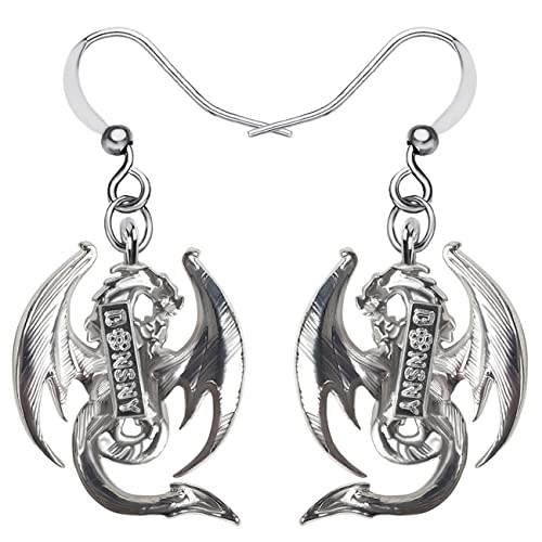 Enamel Alloy Dinosaur Fantasy Dragon Earrings Drop Dangle Unique Animal Jewelry For Women Dragons Gifts - color: Butter