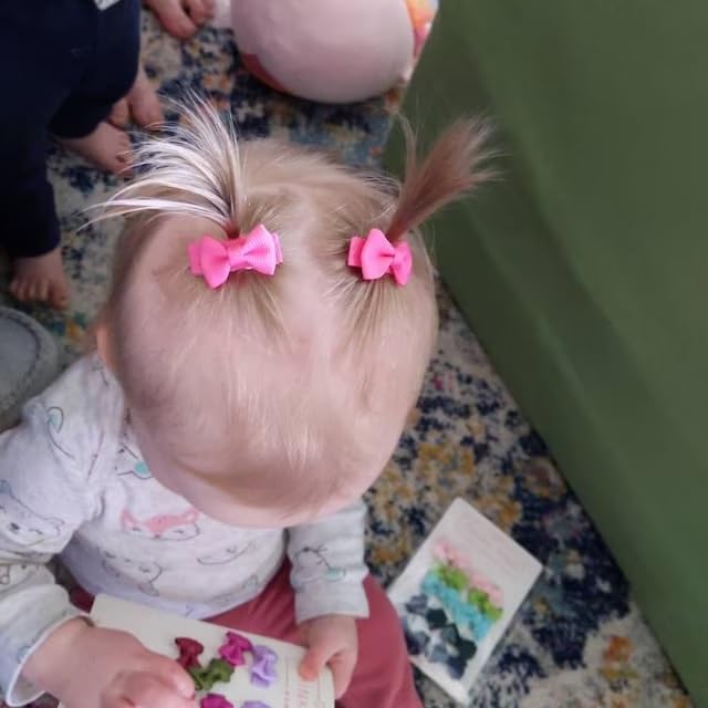 CÉLLOT 60Pcs Baby Hair Clips 1.2" Tiny Baby Bows Snap Hair Clips for Thin Hair Grosgrain Ribbon Hair Bows Clips for Baby Girls Toddlers Infant in Pairs - color: 60pcs/30color