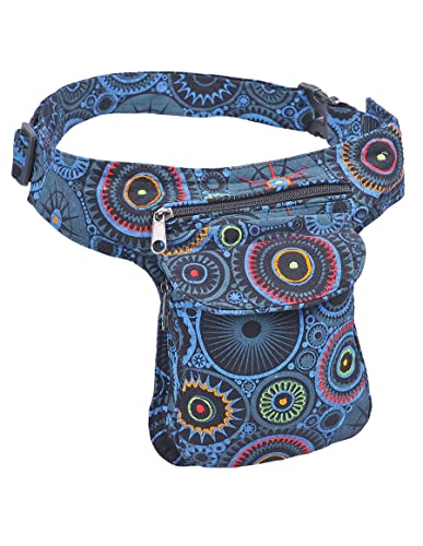 The Collection Royal Handmade Festival Waistpack Boho Hippie Waist Bag Hip Bum Running Belt Fanny Pack Travel Utility Belt (Black-Turq) - color: Black-Turq