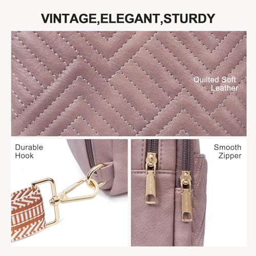 BOSTANTEN Sling Bag Quilted Crossbody Bags for Women Cross Body Purse Leather Fanny Pack with Adjustable Guitar Strap - color: A-purple
