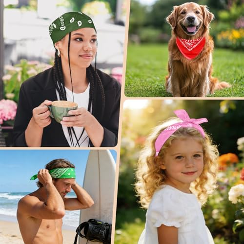 Morcheiong 8/16 Pcs Bandanas Paisley Bandana Head Scarf Headband Handkerchiefs for Men Women Boy Girls - color: Multicolor