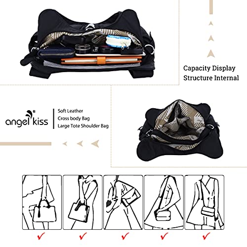 Angelkiss Hobo Purses and handbags for Women Satchel Handbag Women Purses Large Daily Shoulder Bags | Purses - color: Black