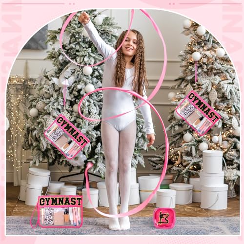 Hillban 2 Pcs Gymnastics Makeup Bag for Women Gymnastic Coach Gift Gymnastics Stuff for Sport Lover Birthday Team Gifts Chenille Letter Bag Cosmetic Clear Toiletry Pouch Waterproof Travel Purse - style: Gymnast Theme