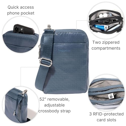 Baggallini Women's Modern Take Two Rfid Crossbody - color: Mist Gloss Ripstop