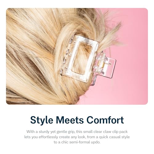 Gimme Beauty Fine Hair Claw Clips - Durable, No-Slip Design for Thin Hair - Mini Claw Clips Made from Strong & Break-Resistant Recycled Plastic - 3 Pack, Clear - color: Clear