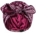 Ababalaya Satin Lined Beanies for Women Chemo Headwear Silky Lined Cotton Sleeping Cap - color: Red（burgundy ）