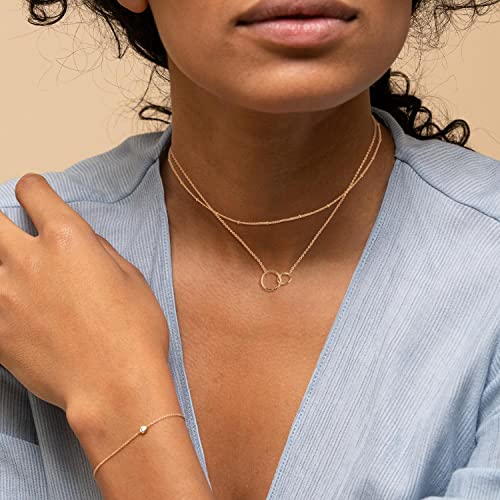 CHESKY 14k Gold Plated/Silver Plated Dainty Necklace for Women, Trendy Satellite Choker Necklace Thin Beaded Layered Choker Necklaces Discs Paperclip Chain Necklaces Womens Simple Jewelry - style: Satellite circles-gold