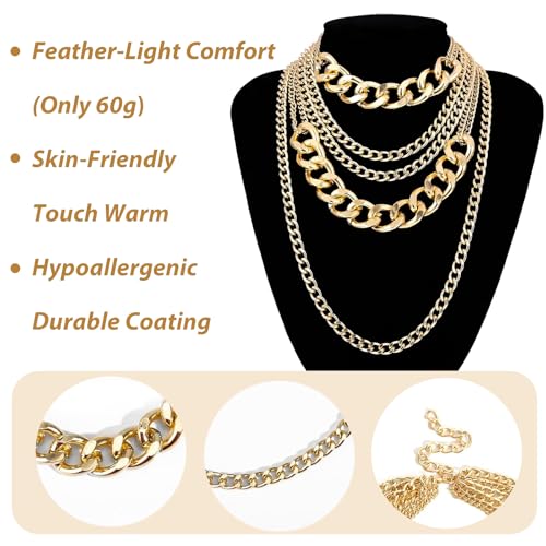 Long tiantian Chunky Gold Necklace Stack Chain Necklaces for Women Statement Layered Paperclip Choker Necklaces Statement Necklace for 80s 90s & Night Out Outfits Paperclip Style Fashion Jewelry - color: A8:Style L-Gold Chain