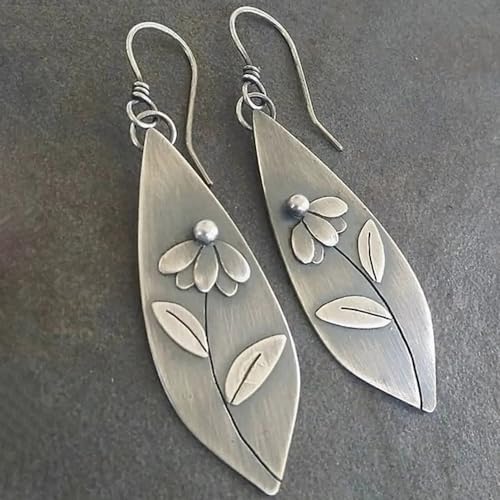 Boho Earrings, Statement Earrings, Teardrop Sunflower Earrings, Dangle Ethnic Earrings for Women, Handmade Bohemian Trendy Boho Vintage Jewelry - style: Flower & Owl