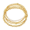 14K Gold Plated Beaded Bracelets Stack Set for Women,Stretch Boho Colorful Beads Ball Jewelry Friendship Summer Trendy - color: Pearl