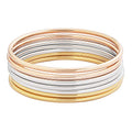Glossy Thin Round Bangle Bracelet Set for Women, Set of 7 - color: Silver, Gold, Rose Gold