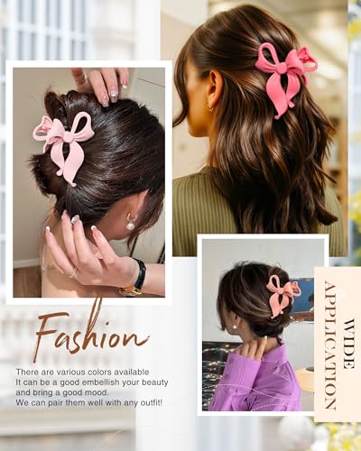 4 PCS Bow Hair Clips Bow Claw Clip for Women, Large Hair Claw Clips for Thin Thick Long Hair Cute Nonslip Bows(Cute Pink Series) - color: Cute Pink Series