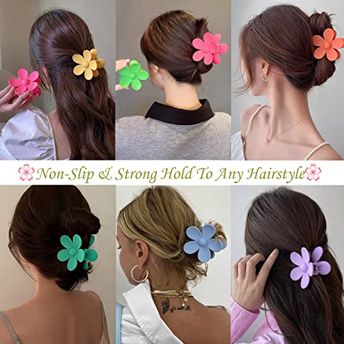 Flower Hair Clips 8PCS, Large Claw Clips for Women Girls Thick Thin Hair, Strong Hold Non slip Big Matte Dasiy Jaw Clamps Hair Accessories 8 Colors - color: Multicolor:Green,Pink,Rose Red,Purple,Yellow,Orange,Blue,Peacock blue