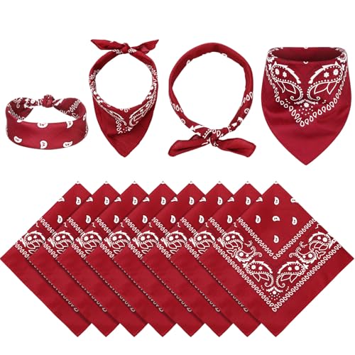 Blulu 12 Pack Neon Bandanas Bulk Multi Purpose Paisley Cowboy Bandanas for Men Women Headband Western Music Festival Rave - color: Dark Puple