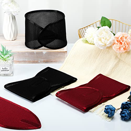Haysandy 4 Pcs Mesh Hair Wrap for Women Pixie Hair Mesh Wrap Adjustable Pixie Cut Head Band for Sleeping Styling Makeup(Black, Wine Red) - color: Black, Wine Red