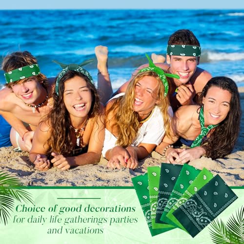 Handepo 150 Pcs Bandanas Bulk, Colorful Paisley Bandanas Unisex Head Wrap Scarf Cowboy Headband Handkerchief - color: Dark Green, Green, Light Green