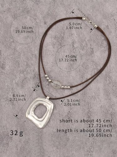 Boho Necklaces for Women Chunky Circle Necklace Layered Boho Circle Leather Choker Necklace Long Vintage Necklaces Bohemian Jewlery Gifts - style: Bohemian Multilayer Necklace