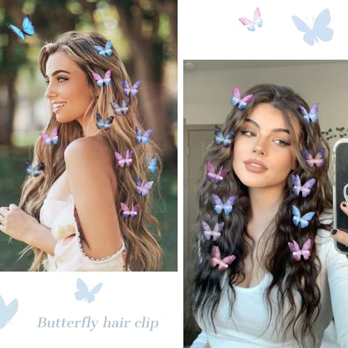 20Pcs Y2K Glitter Hold Hair Jaw Clips for Teens Women - Cute Hair Claws and Headwear Gifts in Blue - color: Multicolored
