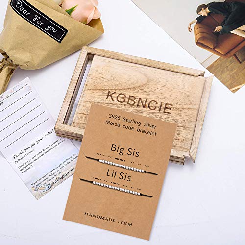 KGBNCIE Inspirational Gifts for Women, Morse Code Funny Gifts Bracelets for Women, S925 Sterling Silver Morse Code Bracelets Friend Gifts - style: 12 Big Sis-Lil Sis