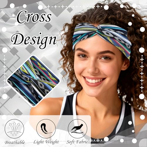 3 Pack Women Headbands African Thin Hair Bands Turban Head Bands for Lady Stretchy Non-Slip Hair Wraps Workout Sport Hair Bandana Accessories - color: Multicolor-1