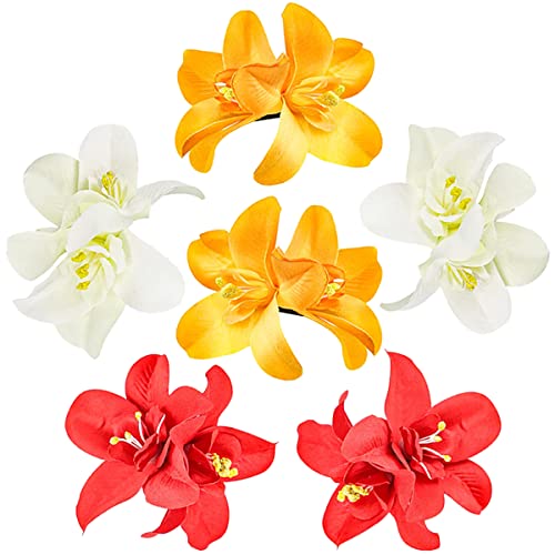 Hawaiian Artificial Flower Hair Clip, Bohemian Flower Hairpin for Seaside Holiday - Plumeria Hairpin Headdress Bobby Pins Headwear for Woman Girl Lady Kids - color: 3 colors