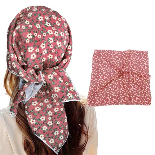 Bandanas for Women Men 21"x21" Floral Headband Scarf Versatile Hair Bandana Square Head Scarf - color: Cute in Pink