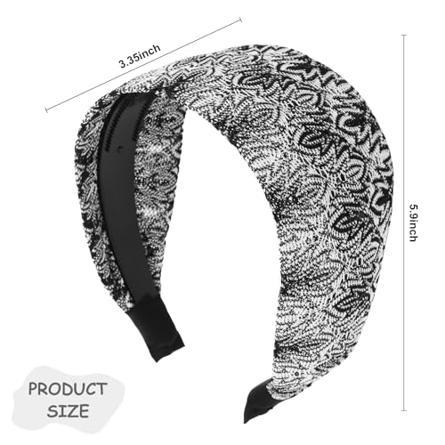Gray Headband for Women, Boho Wide Headbands Thick Headbands with Teeth, Large Head Bands for Women's Hair Turban Hairbands Hair Accessories for Women