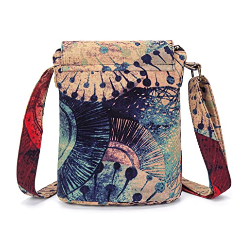 OPQRSTU Women's Retro Small Size Canvas Shoulder Bag Hippie Boho Crossbody Handbag - color: Khaki