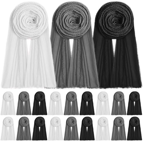 Yahenda 18 Picees Women Scarfs Shawl Hijab Soft Cotton Hemp Long Scarf Head Wraps for Women, 27 x 69 Inches - color: Achromatic Color