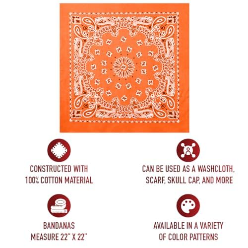 Rothco Trainmen Paisley Bandana - Standard - 22" X 22" - color: Orange