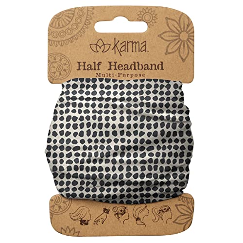 Karma Gifts Black Dots Headband for Women - Medium - Fabric Headband and Stretchy Hair Scarf - Black And White - color: Black Dots, size: 1 Count (Pack of 1)