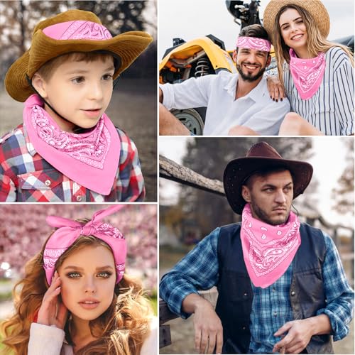 NACHLYNN 10/20pcs Paisley Bandanas Assorted Bandanas Cowboy Polyester Headbands Square Scarf Headwear - color: Pink