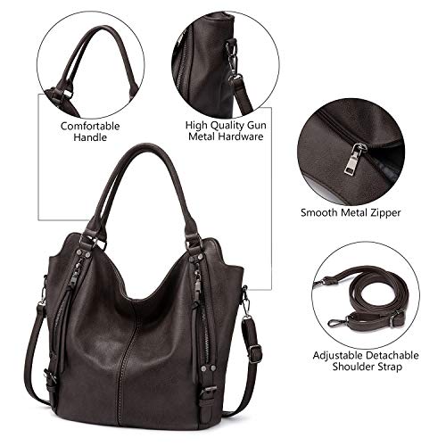 Tote Bag for Women PU Leather Shoulder Bags Fashion Hobo Bags Large Purse and Handbags with Adjustable Shoulder Strap - color: Coffee