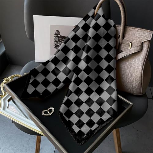 Scarf Silk Feeling Square Satin Head Hair Scarf Wrap 27.5 Inches Headwear Aesthetic Cute Decoration Women Girls - color: V-3-black