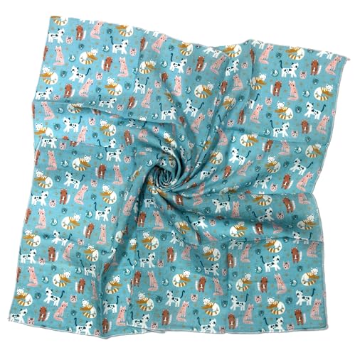 Shanlin Unisex Floral Cotton Square Scarf Bandanas 22x22 inch - color: Cats-blue