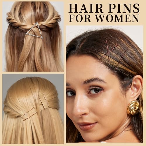 YGDZ 400 Counts Bobby Pins Bun Hair Pins Set, 2inch Bobby Pins for Women, 2.36inch U Shaped Hair Pins for Buns, 5 Colors Brown Blonde Black Hair Accessories for Hair Styling - color: Natural color