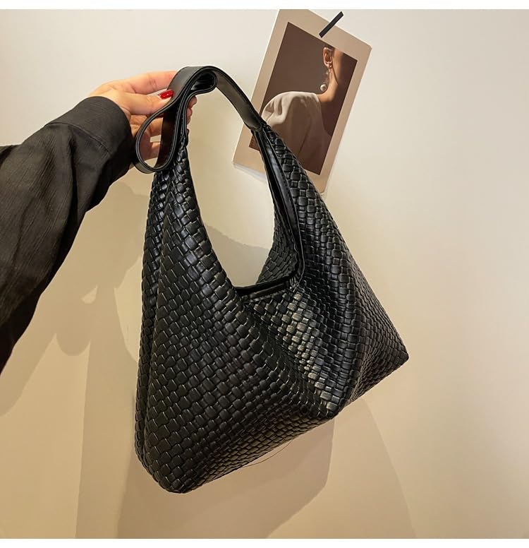 2026 Leather Tote Bag for Women Top-handle Shoulder Bag, Hobo Bags Large Capacity Soft Vegan Crossbody Handbag Underarm - color: Black