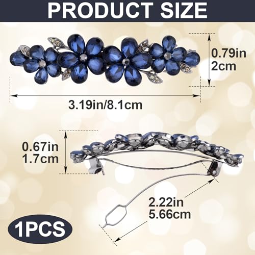 Joez Wonderful Rhinestone Hair Clips, Bridal Hair Accessories for Women, Sparkly Crystal Hair Pins, Fancy Hair Barrettes for Wedding, Bride, Long Hair (Blue Flower, 1 Pcs) - color: Flower Blue