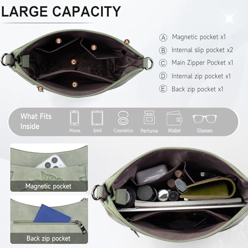 KITEVIUN Crossbody Bags for Women Trendy, Vegan Leather Medium Butterfly Hobo Purse, Women's Shoulder Handbags - color: 04-green