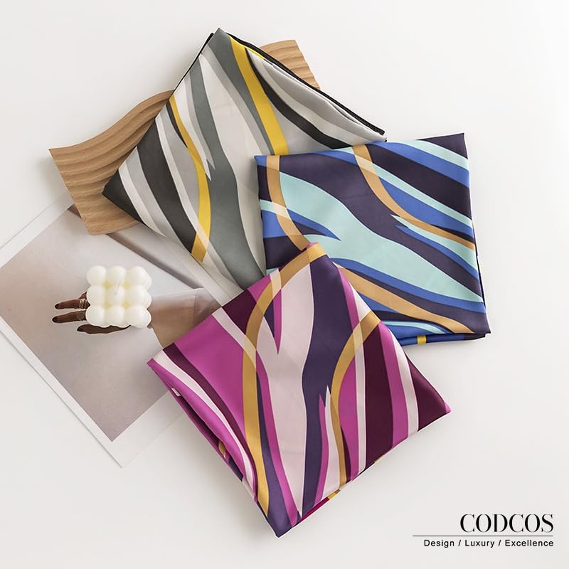 Women's Square Silk Like Head Scarf Large 35 inch Silk Feeling Hair Wrapping Satin Scarves for Sleeping Bandanas - color: A020-2 Twill Letter S Yellow