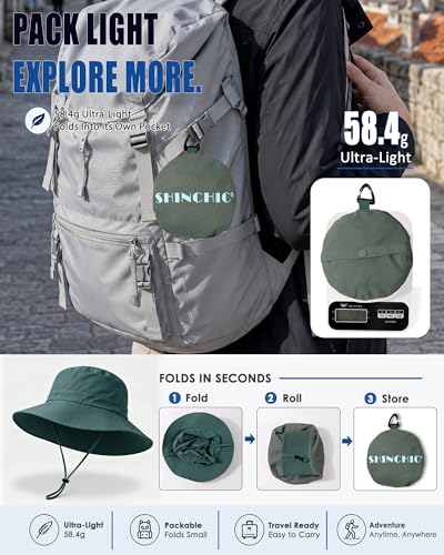 Water-Resistant Sun UPF 50+ Bucket Hat Protection Packable Brimmed Boonie for Women Men Summer Lightweight Hiking Outdoor Cap - color: Blue Gray