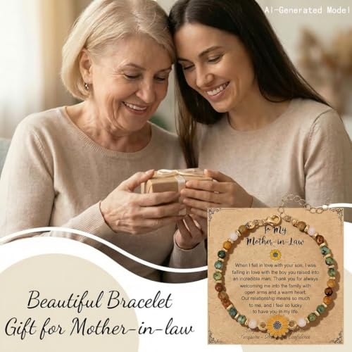 Sunflower Gifts for Women, Gifts for Women Bracelet, Symbol of Positivity Strength and Love, Inspirational Sunshine Jewelry, Birthday Christmas Thank You Gift, Friends Daughter Coworkers - style: Mom-in-law