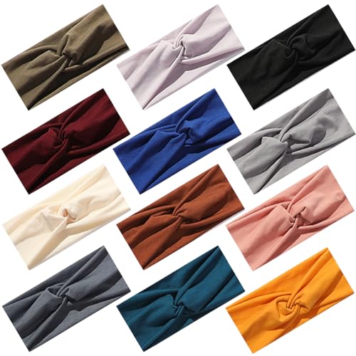 Artilady 12 Pack Boho Headbands for Women - Soft Yoga Elastic Hair Bands for Girls Workout Running Sport Head Wrap Non-slip Breathable (Q) - color: 12pcs Ocean