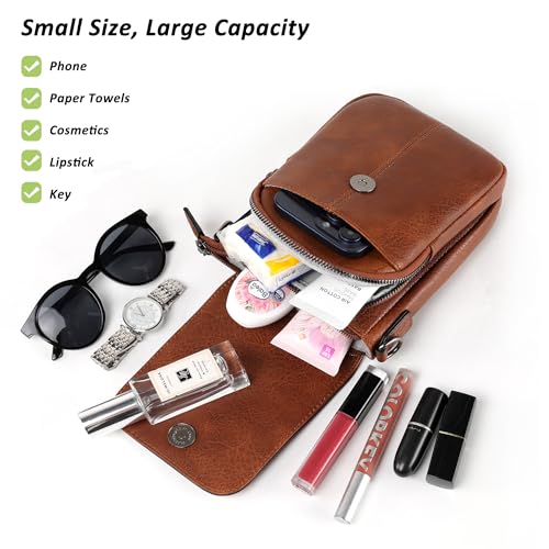 TANTOMI Small Crossbody Bags for Women Trendy, Cell Phone Purses Wallet with 4 Card Slots, Small Purses with Adjustable Strap - color: 02-brown
